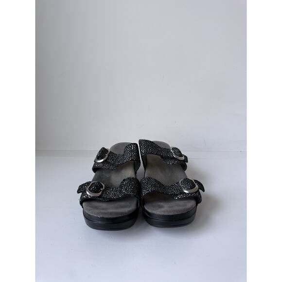 Dansko Sophie Black Silver Leather Slide Slip On Sandals Size 40 US 9.5-10 - Picture 5 of 8